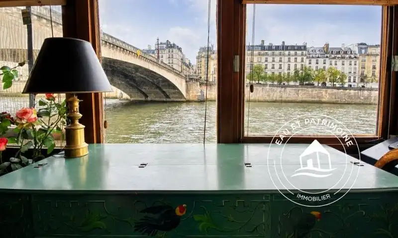 Maison flottante à vendre Paris 5 - Terrasse et vue sur l'Île Saint Louis